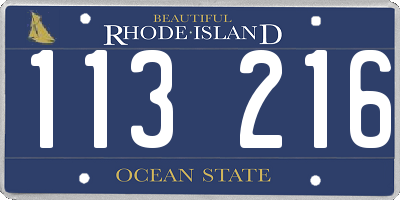 RI license plate 113216