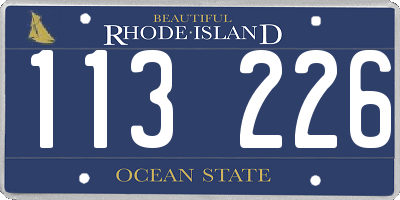 RI license plate 113226