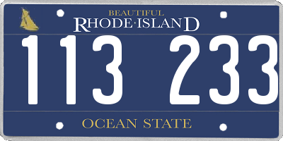 RI license plate 113233