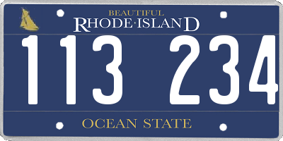 RI license plate 113234