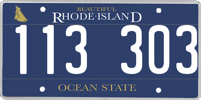 RI license plate 113303