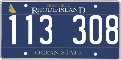 RI license plate 113308