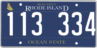 RI license plate 113334