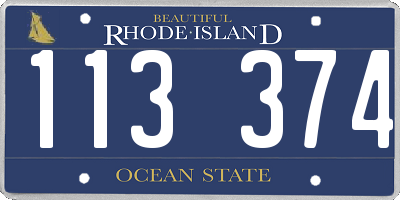 RI license plate 113374