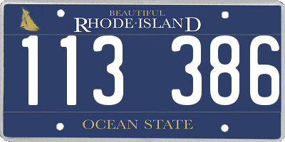 RI license plate 113386
