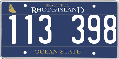 RI license plate 113398