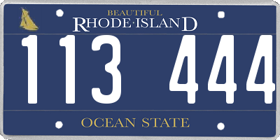 RI license plate 113444