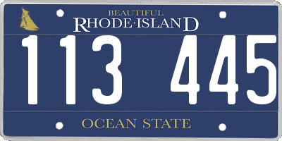RI license plate 113445
