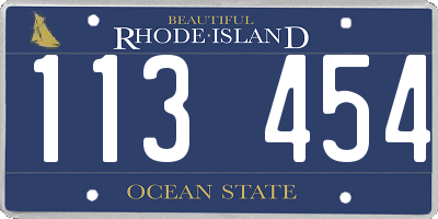 RI license plate 113454