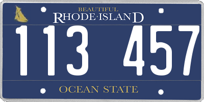 RI license plate 113457