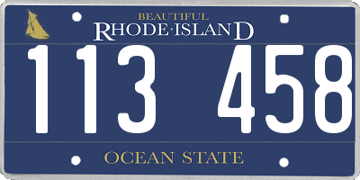 RI license plate 113458
