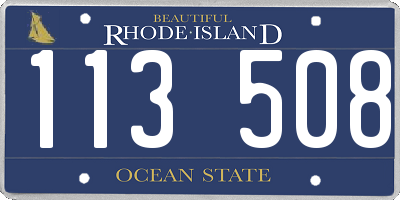 RI license plate 113508