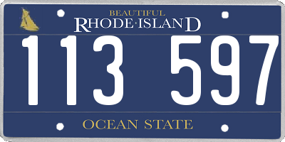 RI license plate 113597