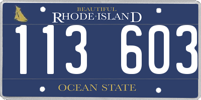 RI license plate 113603
