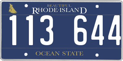 RI license plate 113644