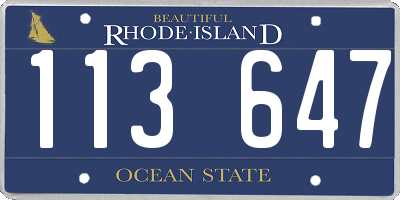 RI license plate 113647