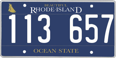 RI license plate 113657