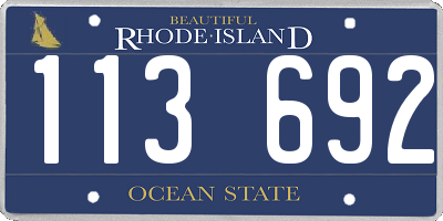 RI license plate 113692