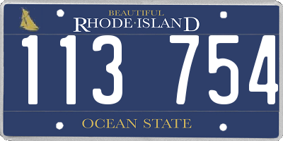 RI license plate 113754