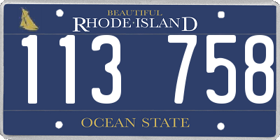 RI license plate 113758