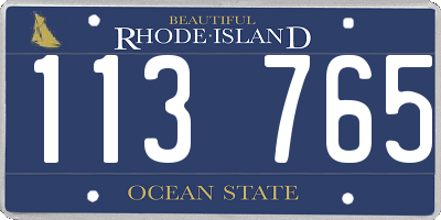 RI license plate 113765