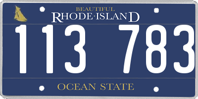 RI license plate 113783