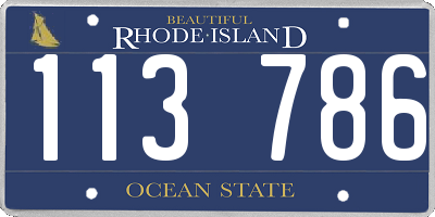 RI license plate 113786