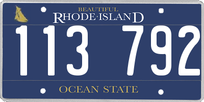 RI license plate 113792