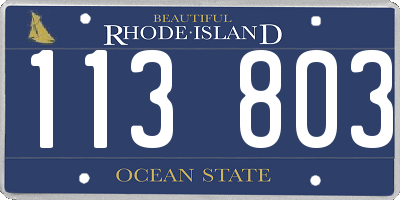 RI license plate 113803