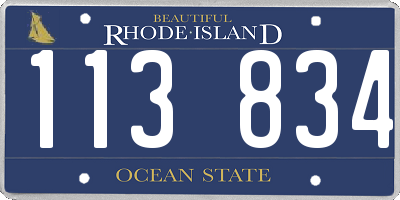 RI license plate 113834