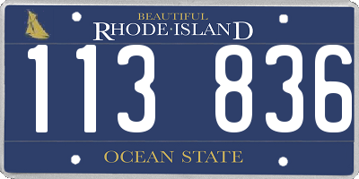 RI license plate 113836