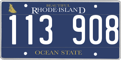 RI license plate 113908
