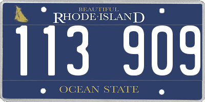 RI license plate 113909
