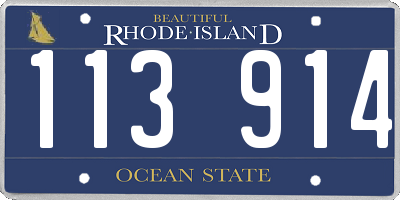 RI license plate 113914