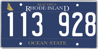 RI license plate 113928