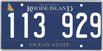 RI license plate 113929