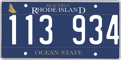 RI license plate 113934