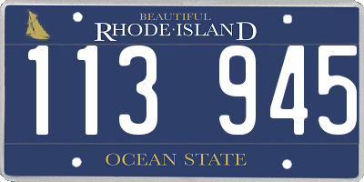 RI license plate 113945