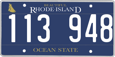 RI license plate 113948