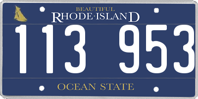 RI license plate 113953