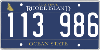 RI license plate 113986