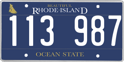 RI license plate 113987