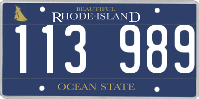 RI license plate 113989