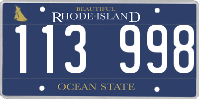 RI license plate 113998