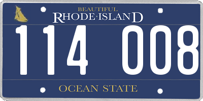 RI license plate 114008