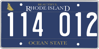 RI license plate 114012
