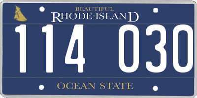 RI license plate 114030