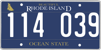 RI license plate 114039