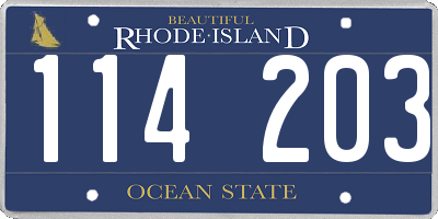 RI license plate 114203