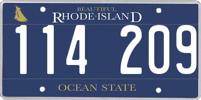 RI license plate 114209